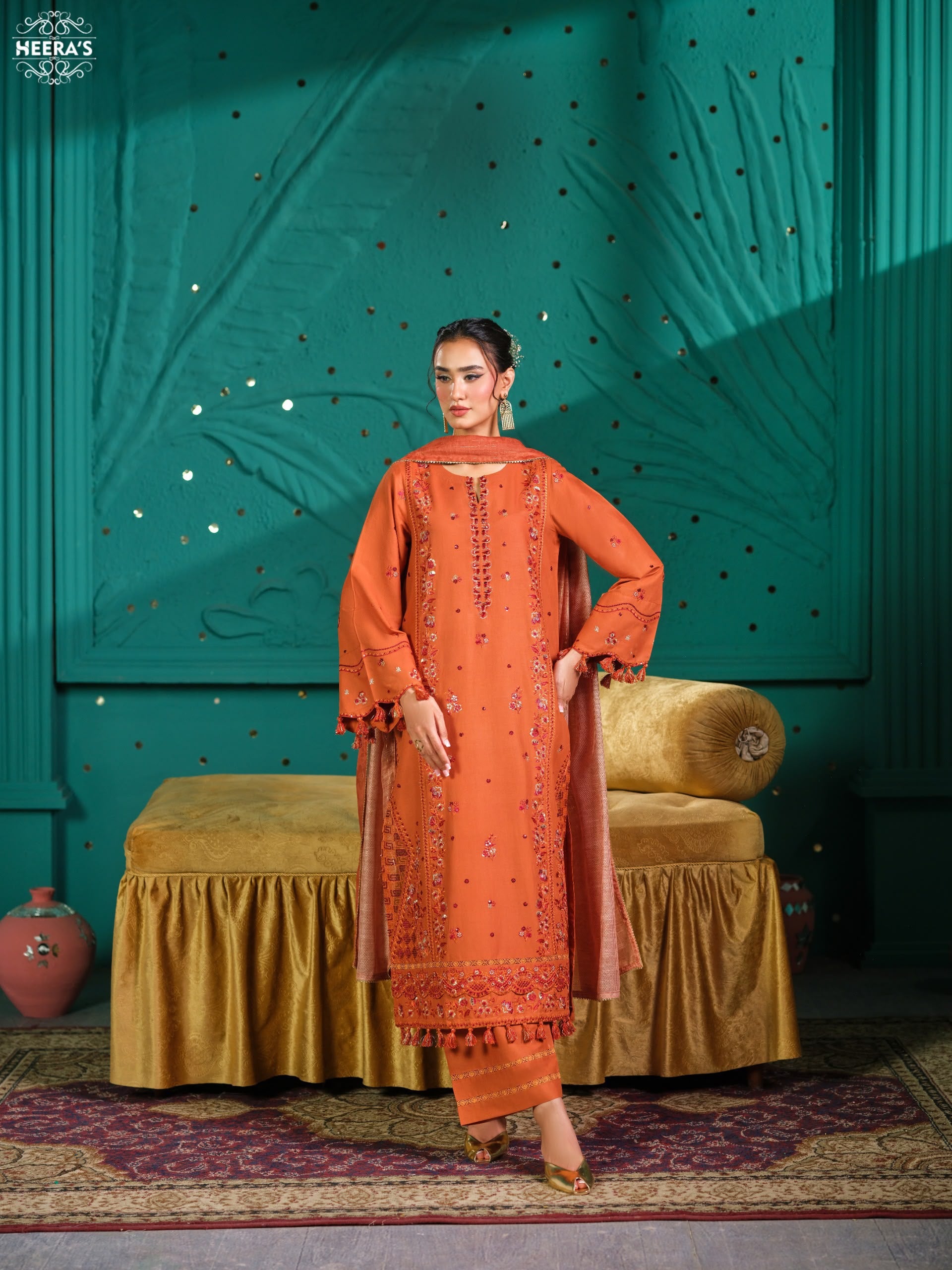 Winter Viscose Embroidered 3 Piece Suit