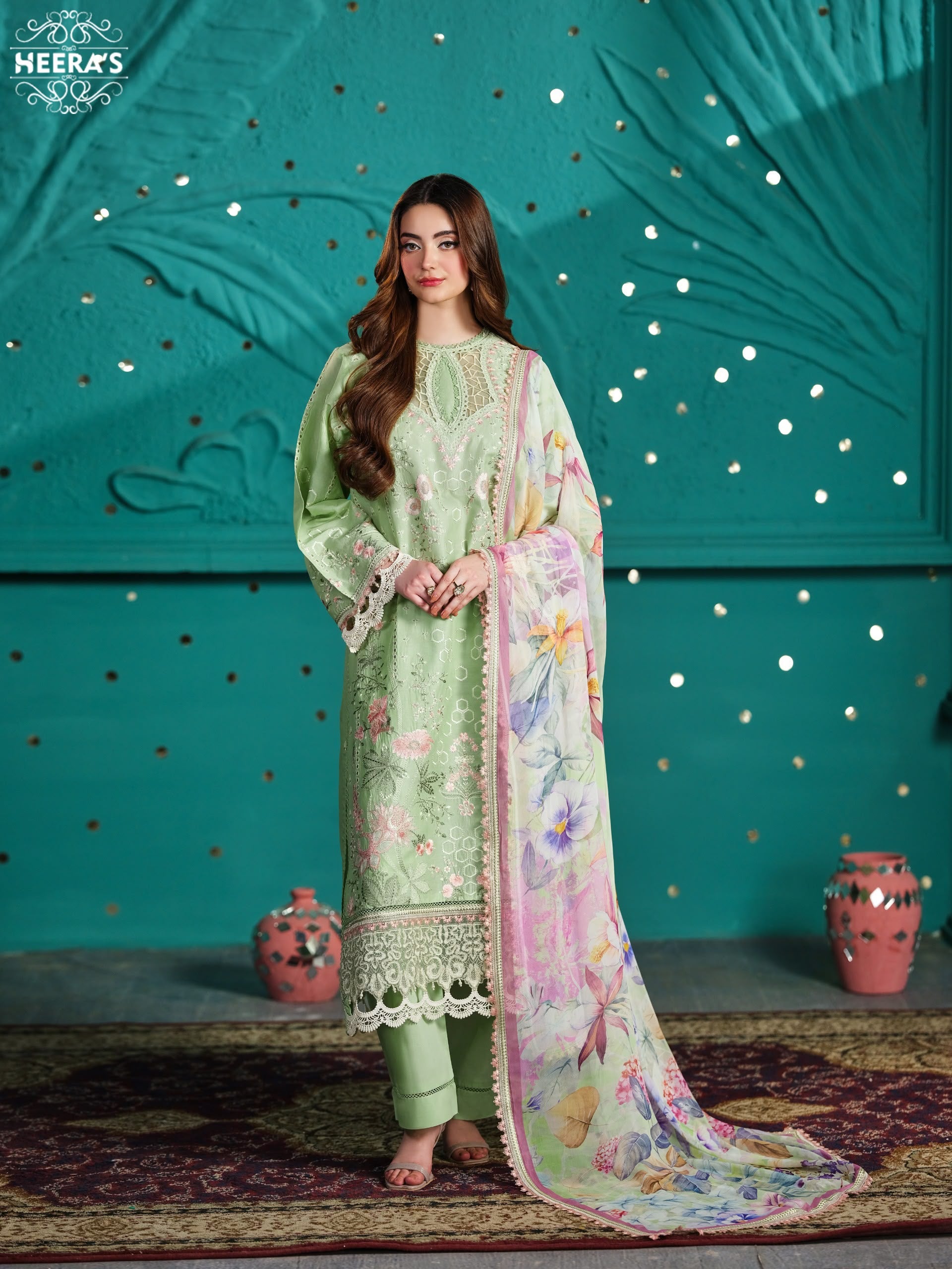 Winter Viscose Embroidered 3 Piece Suit