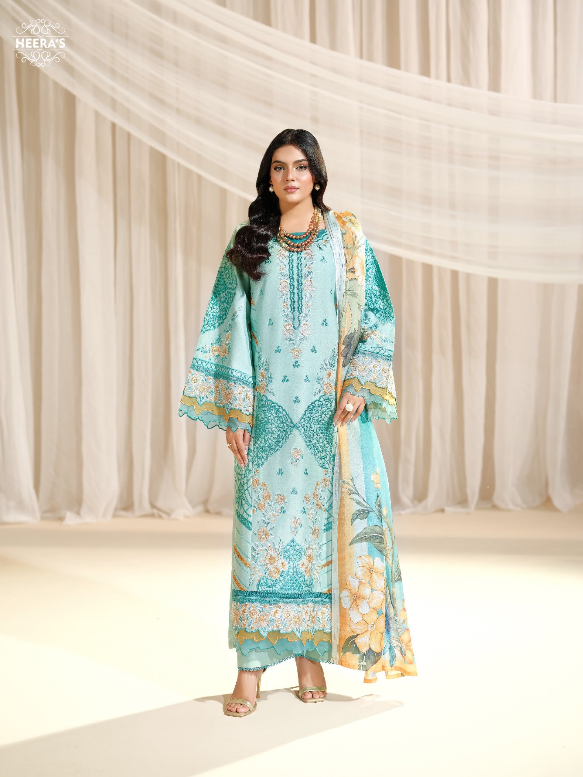 Winter Viscose Embroidered 3 Piece Suit