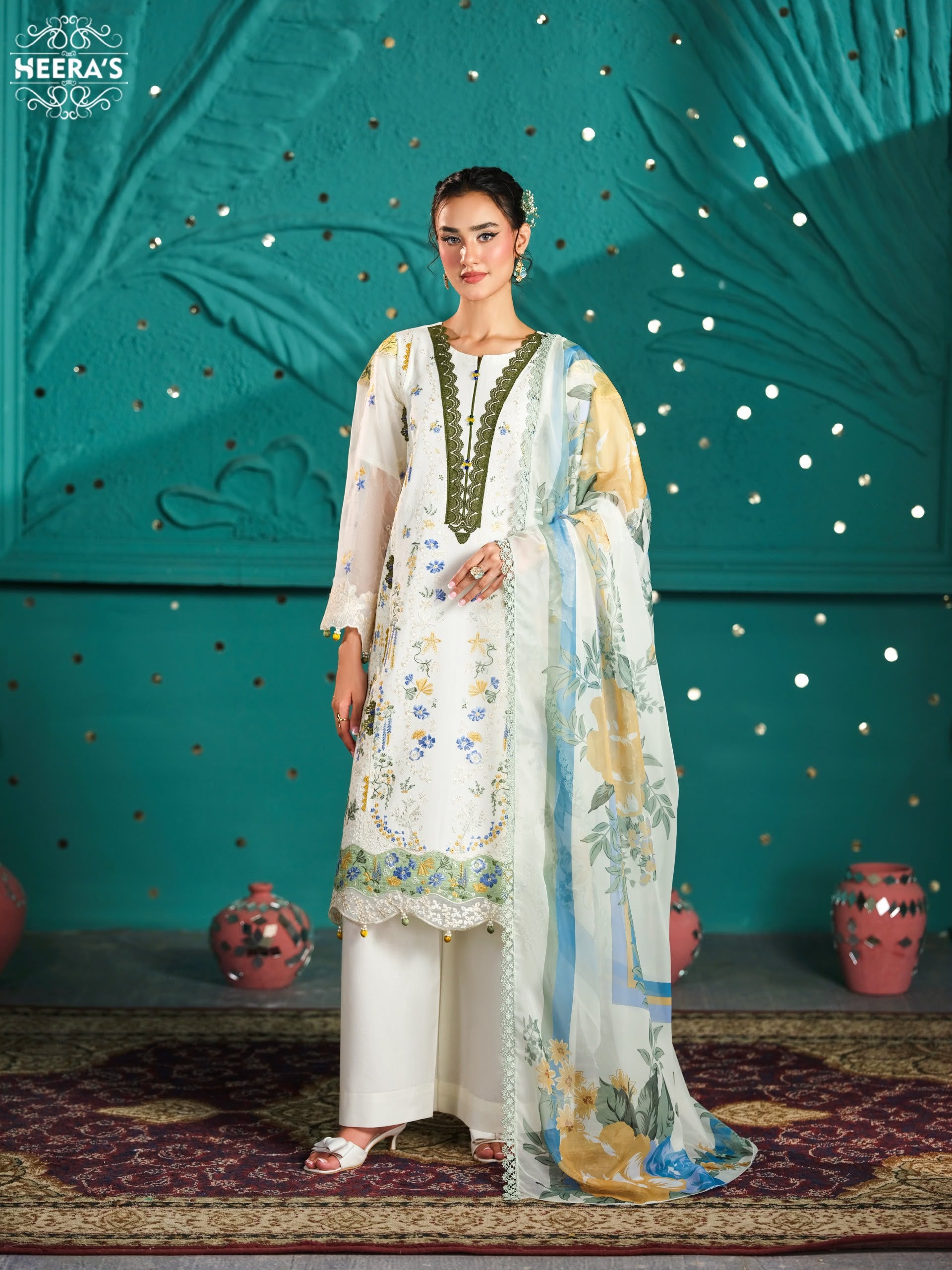 Winter Viscose Embroidered 3 Piece Suit